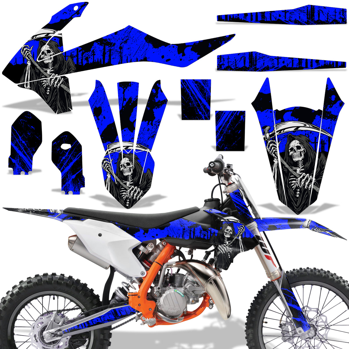 KTM SX 85 Grafik-Kit Von Zeronine MX – Custom Design, Blau, Für 2006-2021