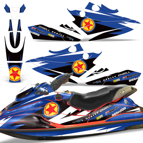 Sea-Doo Bombardier GSX 1996-1999 Jet Ski Graphic Wrap Kit - Red Stars