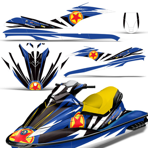 Sea-Doo GTI 2006-2010 Sitdown Jet Ski Graphic Wrap Kit - Red Stars