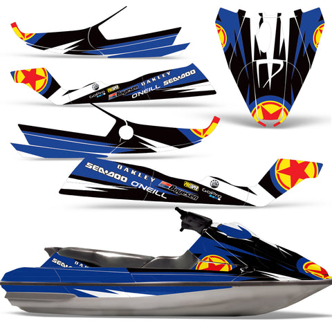 Sea-Doo Bombardier GTS 1992-1997 Sitdown Jet Ski Graphic Wrap Kit - Red Stars