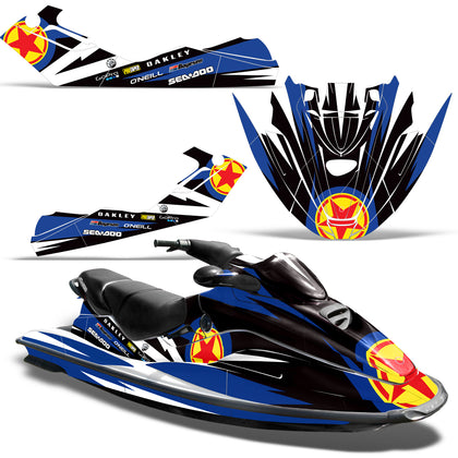 Sea-Doo GTI Bombardier GTX Siege Avant 1996-1999 Sitdown Jet Ski Graphic Wrap Kit - Red Stars