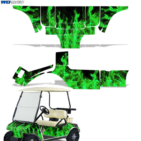 Club Car 1983-2014 Golf Cart Wrap Graphic Kit - Flames