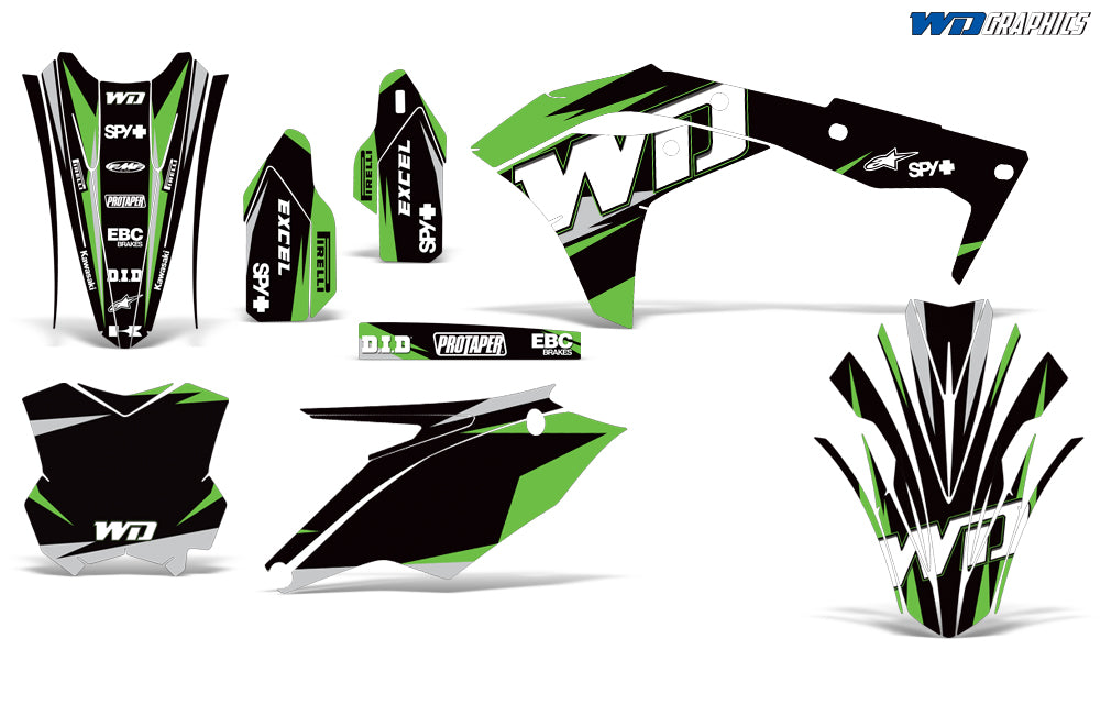 Graphics Kit For Kawasaki KX450F (2006-2008) Stellar - GREEN | UK
