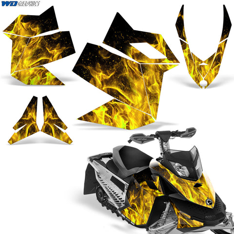 Ski Doo Rev XP 2008-2012 Sled Snowmobile Wrap Graphic Kit - Flames