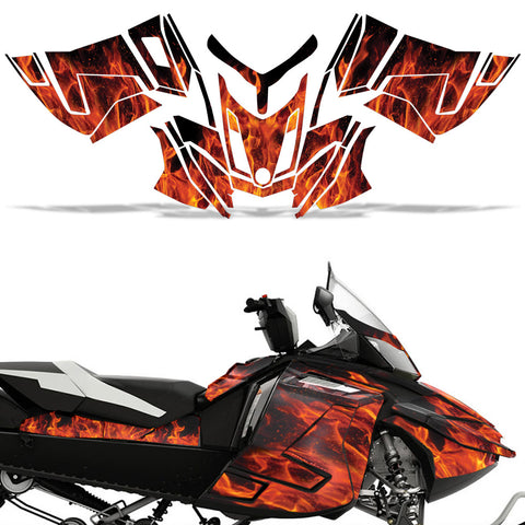 Ski Doo Rev XR/GSX/MXZ 2009-2015 Sled Snowmobile Wrap Graphic Kit - Flames