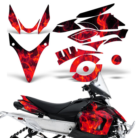 Yamaha Phazer RTX GT 2007-2016 Sled Snowmobile Wrap Graphic Kit - Flames